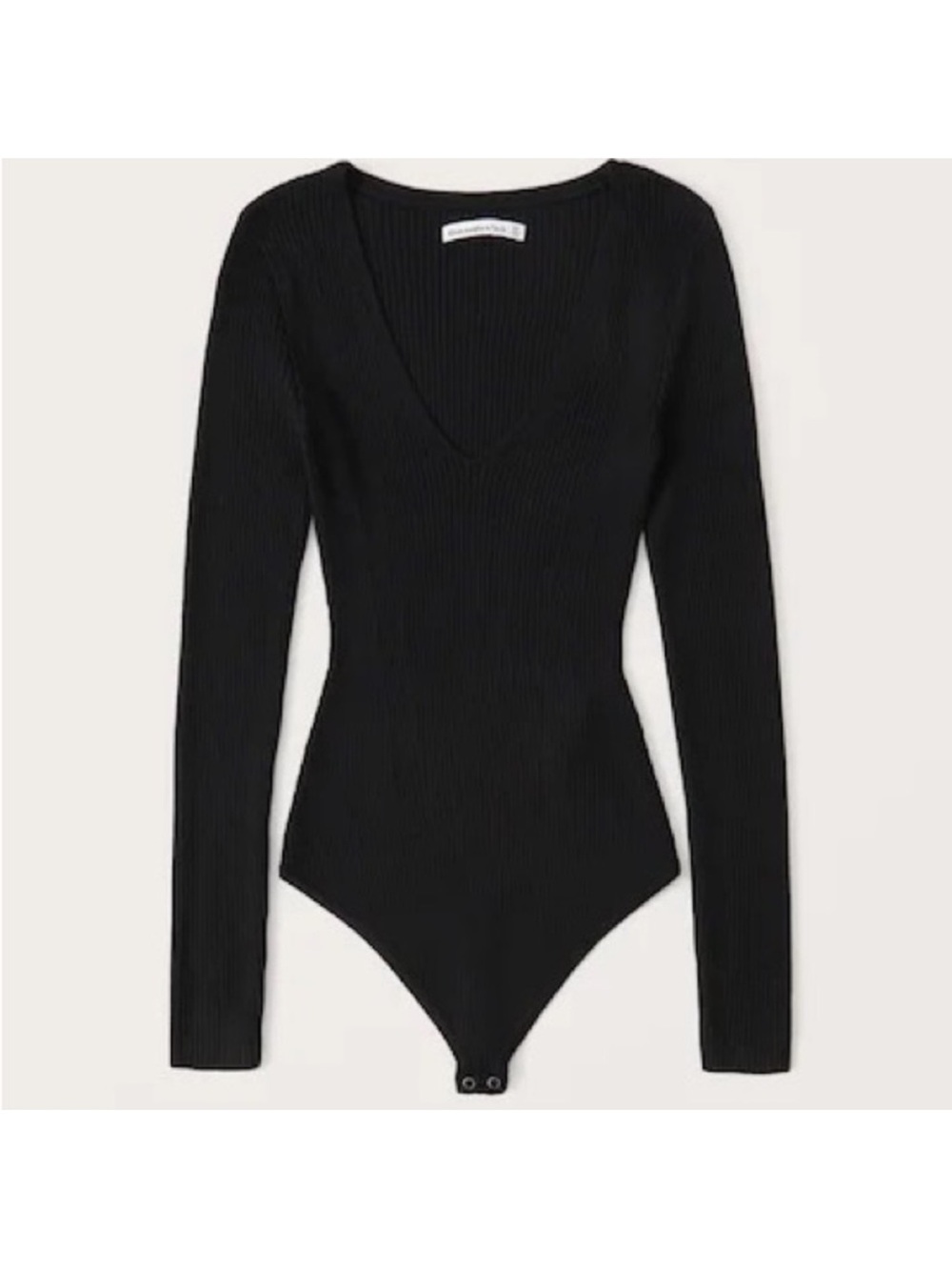 Abercrombie Black Ribbed Long-Sleeve Bodysuit